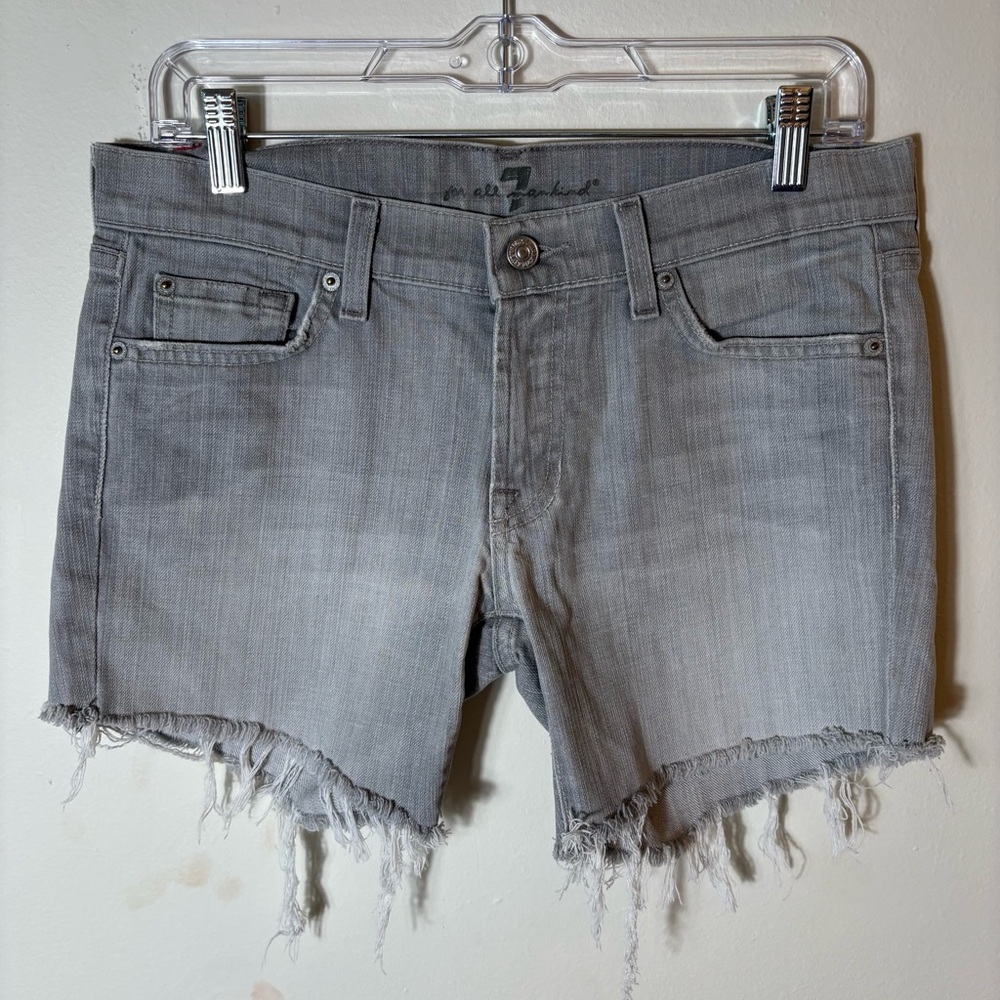 7‎ For All Mankind Gray Cutoff Denim Shorts Size 29 (Repurposed Jeans)